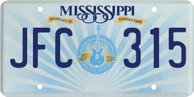 MS license plate JFC315