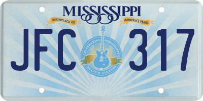 MS license plate JFC317