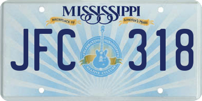 MS license plate JFC318