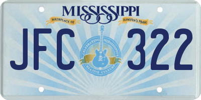 MS license plate JFC322