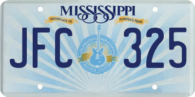 MS license plate JFC325