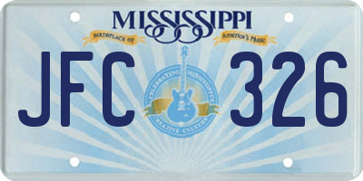 MS license plate JFC326