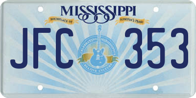MS license plate JFC353