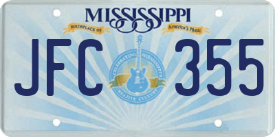 MS license plate JFC355