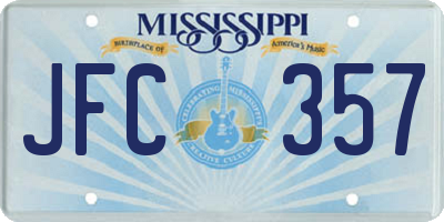 MS license plate JFC357