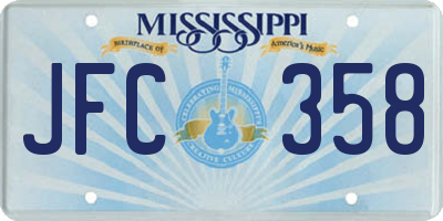 MS license plate JFC358
