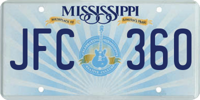 MS license plate JFC360