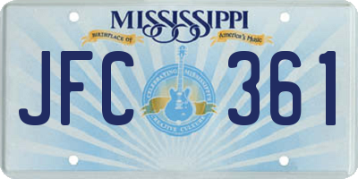 MS license plate JFC361