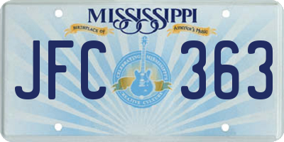 MS license plate JFC363
