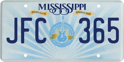 MS license plate JFC365