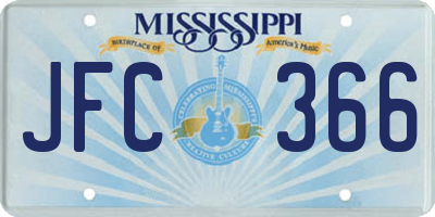 MS license plate JFC366