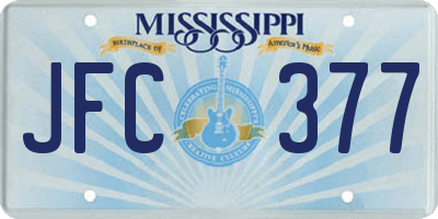 MS license plate JFC377