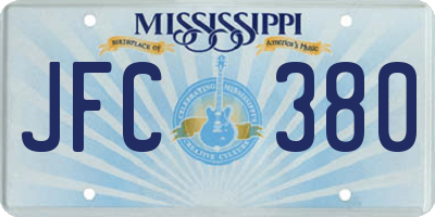 MS license plate JFC380