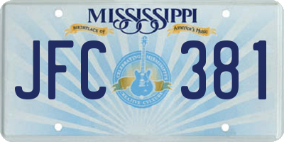 MS license plate JFC381