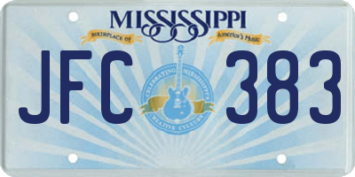 MS license plate JFC383