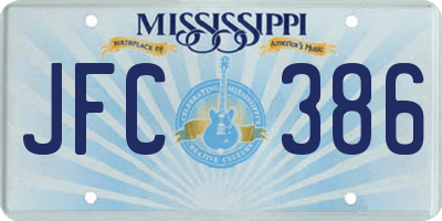MS license plate JFC386