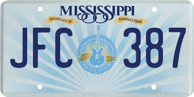 MS license plate JFC387