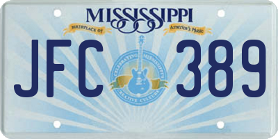 MS license plate JFC389