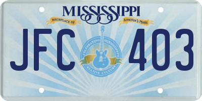MS license plate JFC403