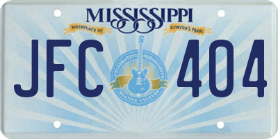 MS license plate JFC404