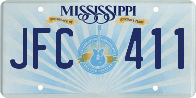 MS license plate JFC411