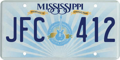 MS license plate JFC412
