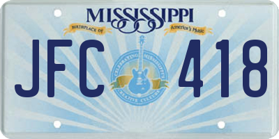 MS license plate JFC418