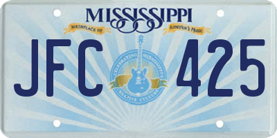 MS license plate JFC425