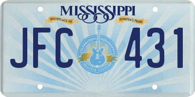 MS license plate JFC431