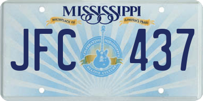 MS license plate JFC437