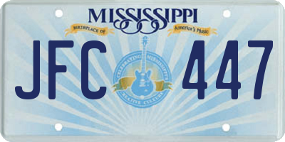 MS license plate JFC447