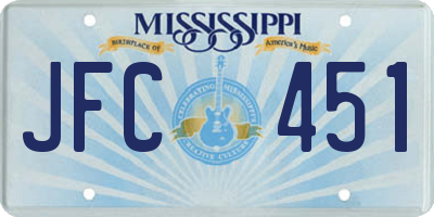 MS license plate JFC451