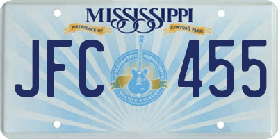 MS license plate JFC455