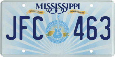 MS license plate JFC463