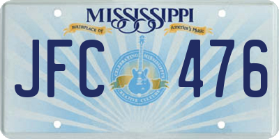 MS license plate JFC476