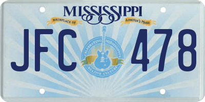 MS license plate JFC478