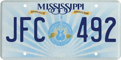 MS license plate JFC492