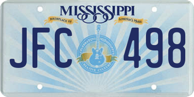 MS license plate JFC498