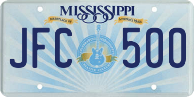 MS license plate JFC500