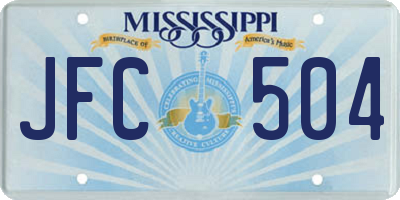 MS license plate JFC504