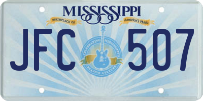 MS license plate JFC507