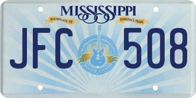 MS license plate JFC508