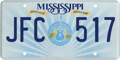 MS license plate JFC517