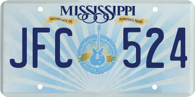 MS license plate JFC524