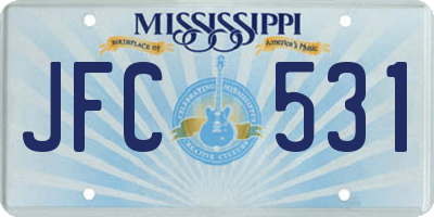 MS license plate JFC531