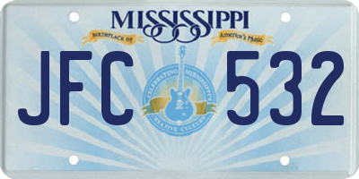 MS license plate JFC532