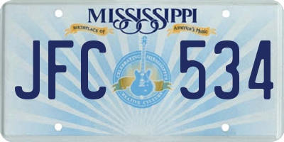 MS license plate JFC534