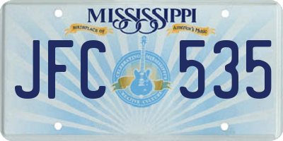 MS license plate JFC535