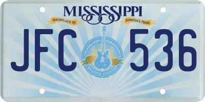 MS license plate JFC536