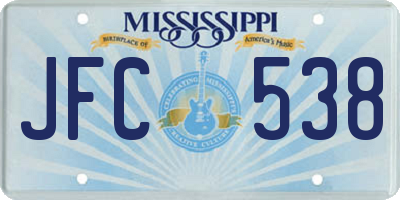 MS license plate JFC538